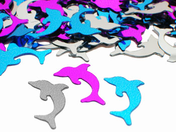 Metallic Dolphin Confetti, Sky Blue, Silver and Fuchsia